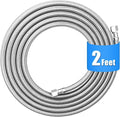 Refrigerator water line - 2 FT Premium Stainless Steel Braided Ice Maker Water Hose,Food grade PEX Inner Tube Fridge Water Line with 1/4" Fittings for Refrigerator Ice Maker