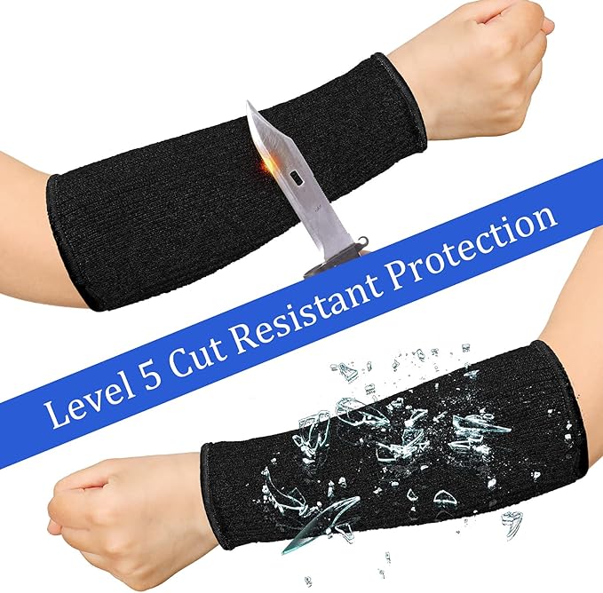 Sintege 3 Pairs Arm Protectors for Thin Skin and Bruising Cut Resistant Forearm Sleeve Level 5 Arm Burn Protection Sleeve (Black,7.9 Inch)