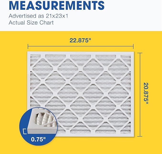 Aerostar 21x23x1 MERV 8, Pleated Air Filter, 21x23x1, Box of 6, Made in the USA