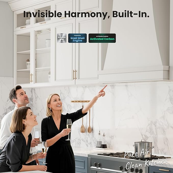 Range Hood Insert 30 Inch - Built-in 900 CFM Ducted/Ductless Range Hood with 3 Speed Fan, White Stainless Steel & Tempered Glass with Gesture Sensing &Touch Control for Over Kitchen Stove