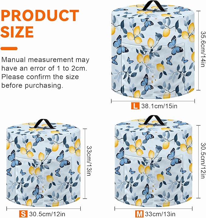 Kitchen Appliance Accessories Dust Cover for 3-6-8 Quart Instant Pot, Pressure Cooker, Air Fryer & Crock Pot,Decorative Appliance Cloth Cover with Top Handle & Storage Pockets (Blue, 6 Quart)
