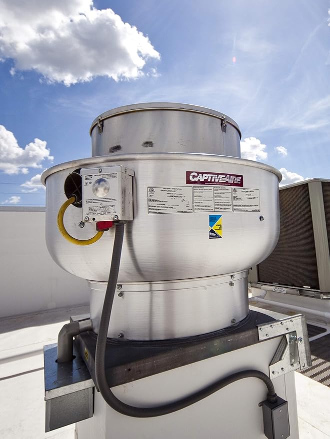 Restaurant Canopy Hood Grease Rated Exhaust Fan- High Speed Direct Drive Centrifugal Upblast Exhaust Fan with speed control- 21" Base, 0.50 HP 115 Volt Single Phase Motor, 900-1500 CFM (DU50HFA)