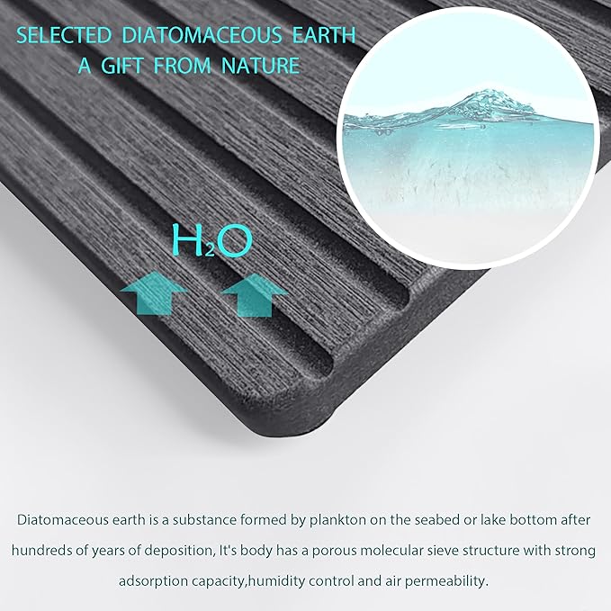 2 PCS Water Absorbent diatomite Coasters, 10.2" x 4" Water Absorbing Stone Tray for Sink, Stone Drying mat for Kitchen Counter, Stone soap Tray Used for Hand Soaps & toiletries & Plants
