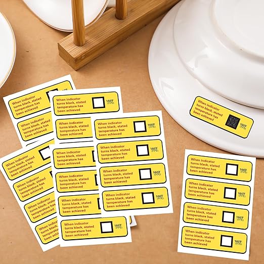 48 Count Dishwasher Temperature Test Strips 160℉/71℃ Bulk Heat Test Labels for Commercial Home Dishwashers Waterproof Adhesive Stickers