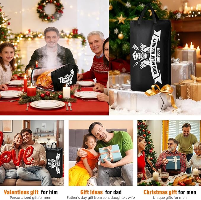 Valentines Day Gifts Upgraded BBQ Blanket for Resting Meat - Air Fryer Kitchen Camping Baking Party Essential -Smoker Accessories Brisket Blanket - Insulated Meat Resting Bag with Wide Mouth for Steak/ Pork Shoulder/ Turkey - Birthday Anniversary BBQ A...