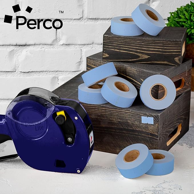 Perco 1 Line Blue Labels - 80 Rolls, 10 Sleeves, 80,000 Blank Price and Date Gun Labels for Perco Lite, X, Plus and Pro 1 Line Price and Date Guns - Made in USA