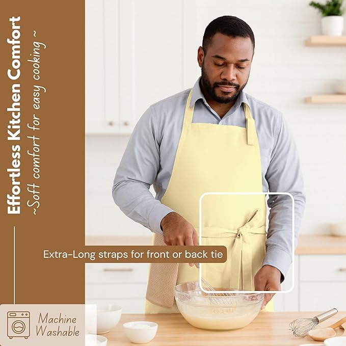 Native Fab Kitchen Apron 2 Pack - 100% Cotton Adjustable, Durable Apron with Pockets, Perfect for Cooking, Baking, Grilling