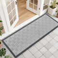 OLANLY Front Door Mat Outside Entrance 47x17, Absorbent, Heavy Duty Sturdy Natural Rubber Doormat Indoor Outdoor, Non-Slip, Stain and Fade Resistant, Low Profile Floor Mat for Entryway, Light Gray