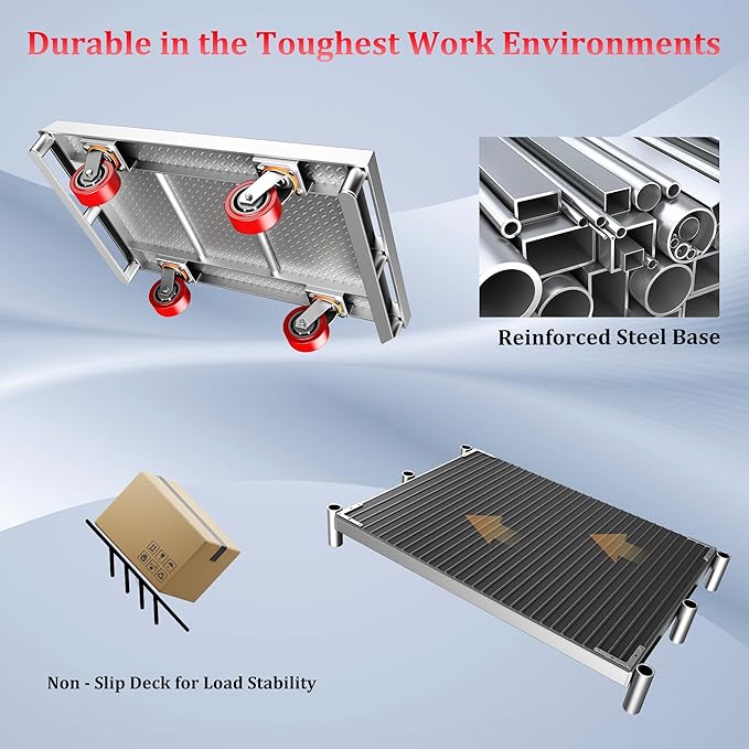 2IN1 Heavy Duty Panel Truck, 36" x 24" Platform Cart w/Rubber Mat & 3 Handrails, 2600 lbs Capacity Drywall & Lumber Cart, Flatbed Cart w/2 Swivel Casters, All-Steel Hand Truck Push Cart