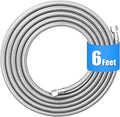 Refrigerator water line - 6 FT Premium Stainless Steel Braided Ice Maker Water Hose,Food grade PEX Inner Tube Fridge Water Line with 1/4" Fittings for Refrigerator Ice Maker