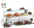 WILPREP 3-Pan Commercial Food Warmer with Sneeze Guard, Three 1/2 Pans, 1500W Countertop Electric Steam Table, 86-185°F Adjustable Temp Control, Stainless Steel Buffet Bain Marie