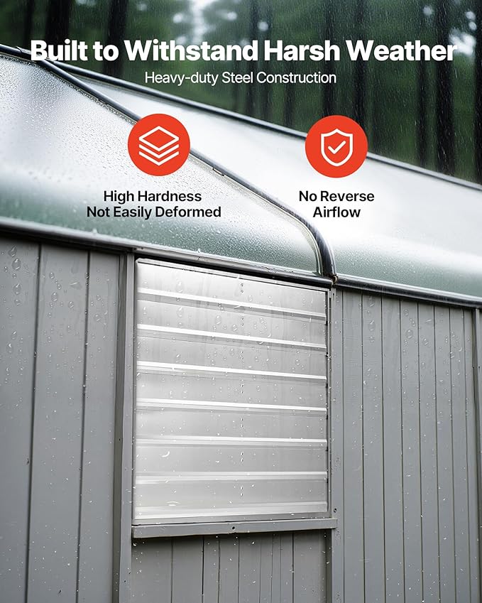 VEVOR 30 inch Shutter Exhaust Fan, Wall Mounted Attic Vent Fan with 6900 CFM Airflow, AC Motor, Heavy-duty Steel Construction, Low Noise for Shed, Garage, Greenhouse Ventilation Cooling, Silver