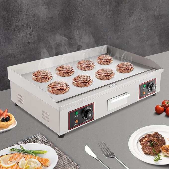 Commercial Electric Griddle,110V 3000W Countertop Flat Top Grill,Stainless Steel Griddle Grill with 122℉-572 ℉ Adjustable Temp,for Home or Restaurant