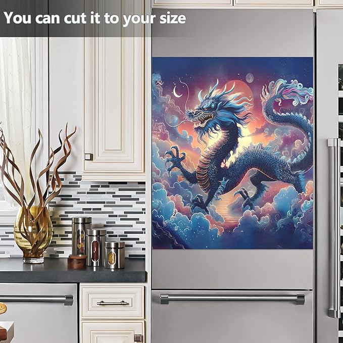 Beautiful Dragon Dishwasher Magnet Cover Front Dishwasher Cover Magnetic Home Cabinet Decals Appliances Stickers Refrigerator Decor, 23x26in