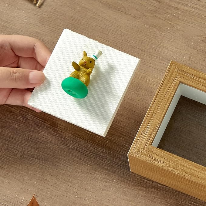 3x3 Mini Shadow Box Display Case Picture Frame with Soft Linen Back,Small Wood Color Shadow Box 3x3 for Flowers Medal Display Case Jersey pet Graduation Memorabilia Baby Ltems Crafts Photos