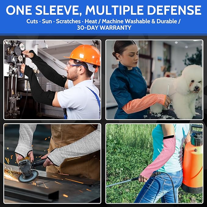 Cut Resistant Arm Guards with Thumb Hole for women, Gardening Sleeves for Kitchen, Welding, Pet Grooming, Family-Safe Arm Protectors, 1 Pair, Durable & Comfortableorange