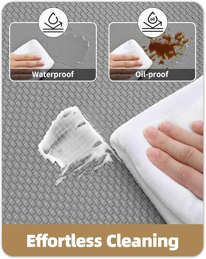 Color&Geometry Anti Fatigue Cushion Kitchen Mat for Floor -24"x87",Wide,Easy Clean, Water & Oil Proof, Anti Slip, Foam Rubber Runner Rug for Front Sink Comfort Standing,Grey