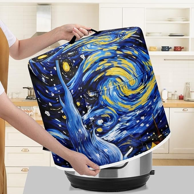 Starry Night Dust Cover with Pocket for Instant Pot, Rice Cooker and Air Fryer, Round Pressure Cover Dust-Proof Stain Resistant Electric Appliance Cover
