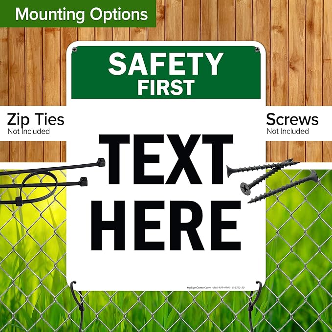 Custom Safety First Sign, OSHA Sign, 24x30 Inches, 55 mil thick HDPE (high density polyethylene), Made in USA by My Sign Center