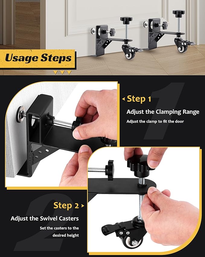 Door Installation Dolly, Heavy Duty Door Dolly Cart for Pre Hung Interior Doors - 300lb Capacity, Easy Lifting & Quick Mounting for Door Panels, Door Installation Tools, Panel Carrier with Wheels
