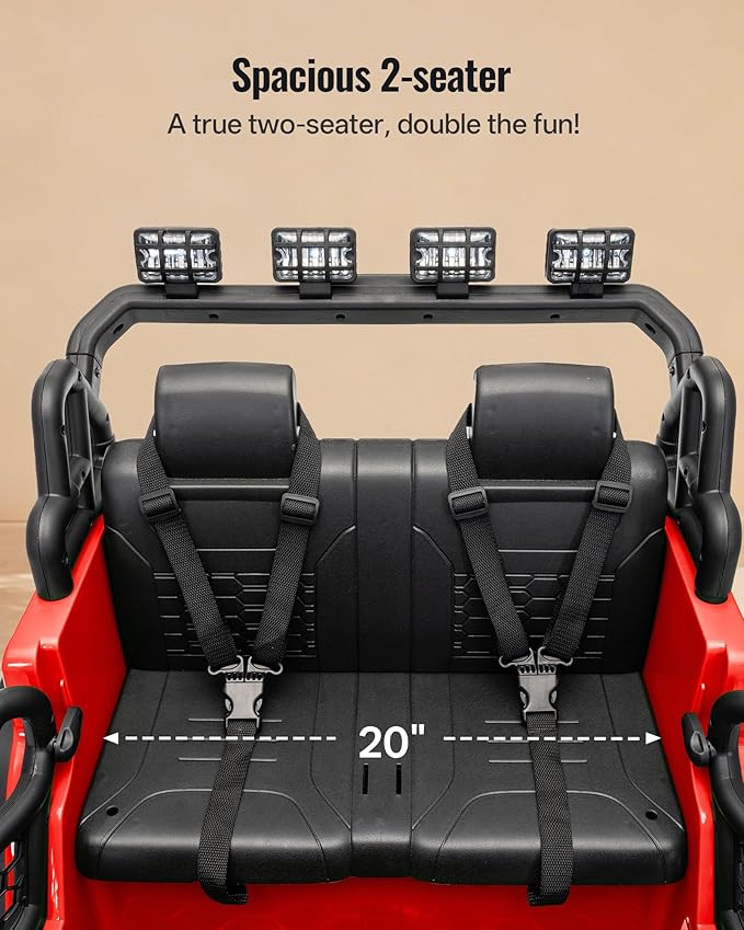 2 Seater Ride on Car Toy, 24V 4WD Electric Car for Kids 4-8 with Remote Control, 4x200W Motors, Capacity 110 lb - Red