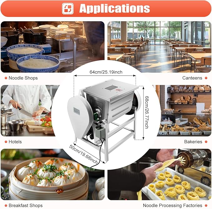 Stand Mixer, 30QT Large Capacity Commercial Dough Mixer, 1500W Electric Dough Mixing Machine with 1400RPM High Speed Motor, Heavy Duty Stainless Steel Flour Mixing Machine for Bakery Restaurant