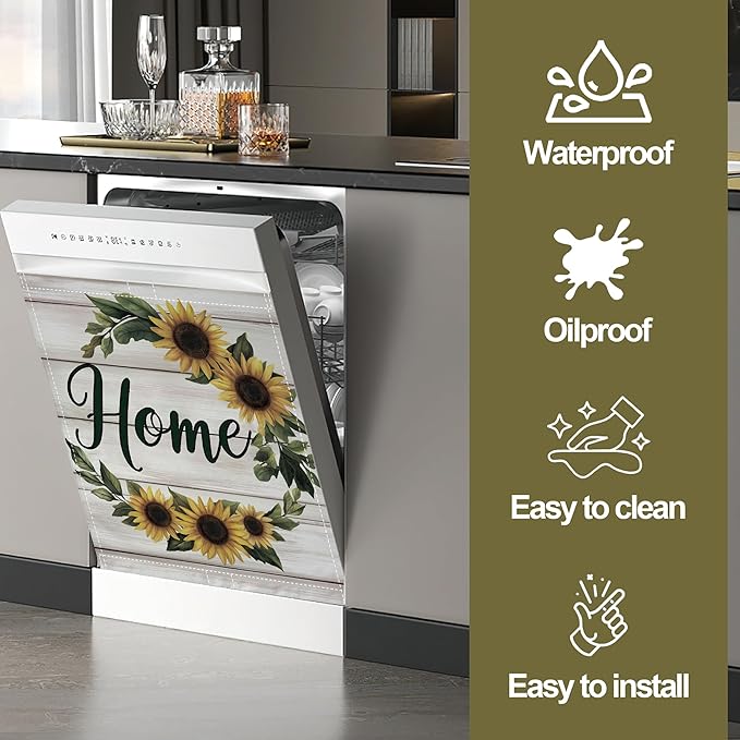 Beautiful Country Home Sign Dishwasher Magnet Cover,Kitchen Decor Waterproof Refrigerator Magnet Appliance Cover Protector,23Wx26H Inches