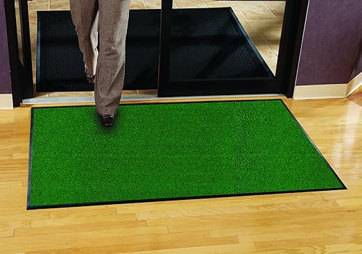 Guardian Platinum Series Indoor Wiper Floor Mat, Rubber with Nylon Carpet, 2'x9', Green