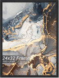 Engineered Wood 24x32 Frame, Black Picture Frame for 24 x 32 Inch Poster Puzzle Photo, Light Weight 24 by 32 Poster Frame with Wood-grain for Wall - 1 Pack/Black/24 x32