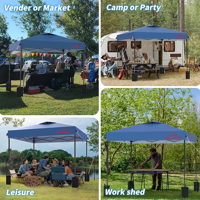 10x10 Pop Up Canopy, Easy Up Canopy Tent, Heavy Duty Tents for Parties, One Person Set Up Event Tent, Light Blue