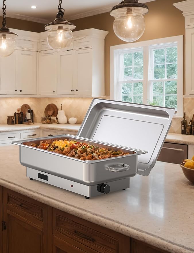 2 Pack Electric Chafing Dish Buffet Set, 9QT Food Servers and Warmers, Stainless Steel Commercial Catering Food Warmers with Temperature Control Display for Weddings, Parties and Festivals