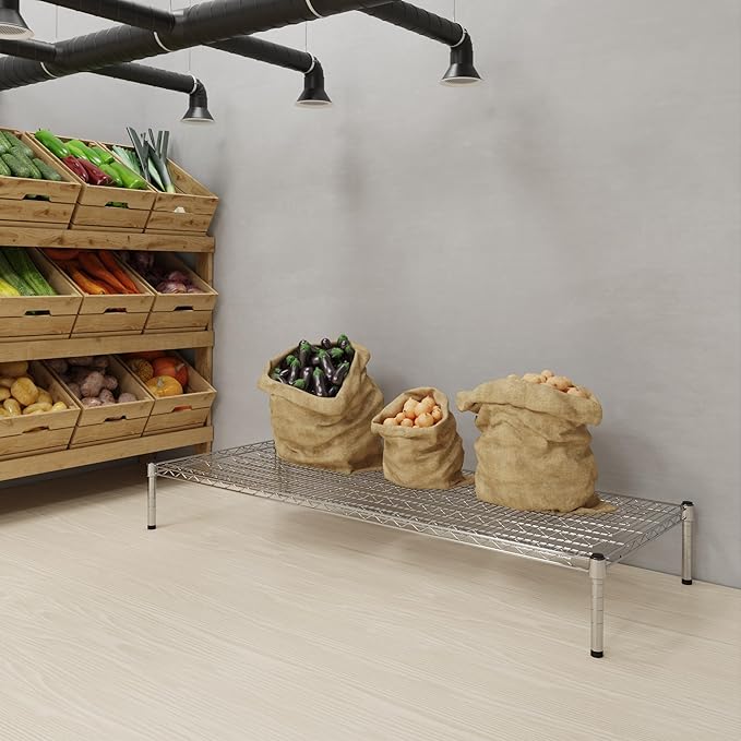 24''W x 60''L x 8''H Chrome Plated Wire Dunnage Rack | Off The Floor Storage
