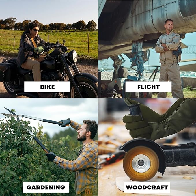 Nomex Flight Gloves, Leather Work Gloves for Men, Soft Durable Sheep Skin Leather Driving, Flying, Gardening Hunting Gloves