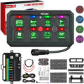Nilight 8 Gang Switch Panel Green Circuit Control Relay System with Fuse Wiring Harness Toggle Momentary Strobe Flash Modes Automatic Dimmable ON Off Pod 12V 24V for Car Truck Camper SUV