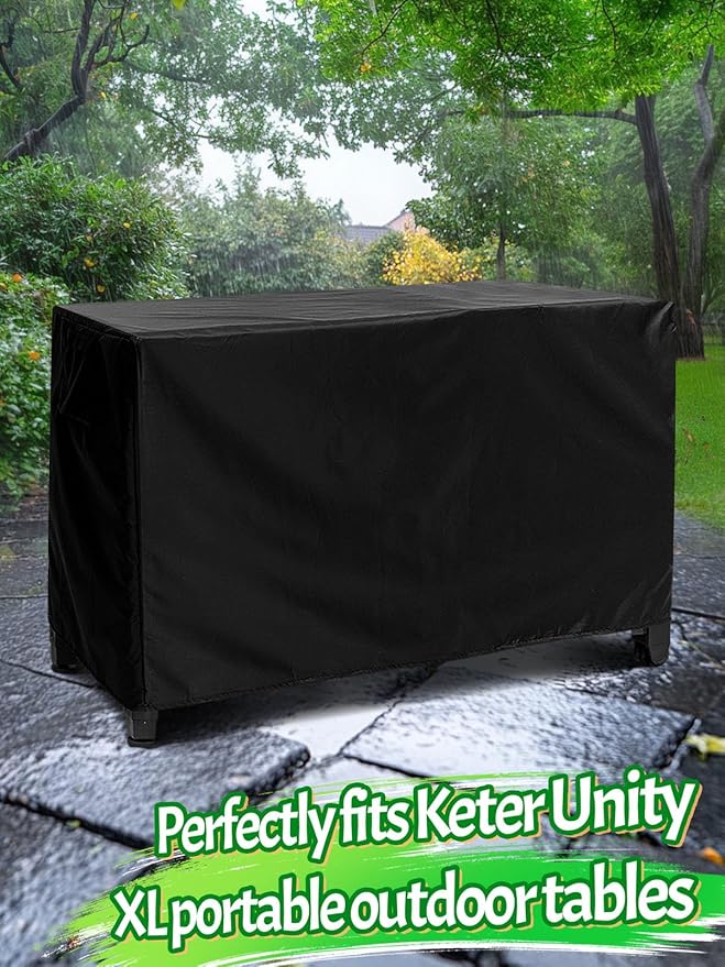 PAMASE Outdoor Dining Grill Cart Cover - 54"L*23"W*35"H, Compatible with Keter Unity XL Portable Cabinet Bar, Heavy Duty Waterproof BBQ Food Prep Table Serving Worktable Metal Movable Station