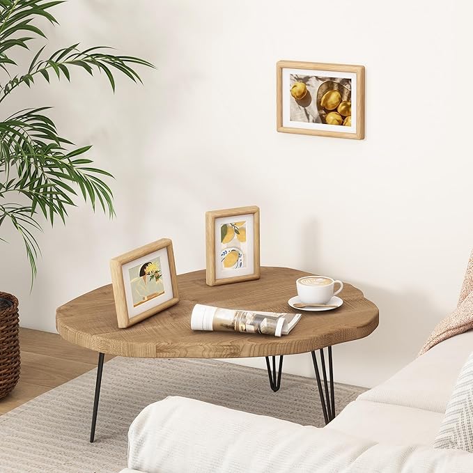 Axeman 4x6 Oak Frame Set of 3 - Rounded Corner 4 x 6 Picture Frame Matted to 3.5x5 - USA-Sourced Oak Wood 4x6 Photo Frame with Tempered Glass for Tabletop or Wall Mount Display