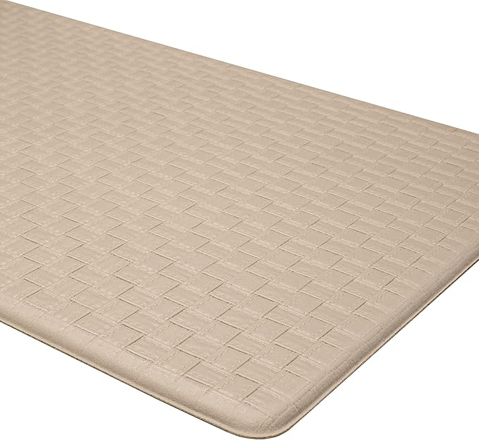 Achim Home Furnishings Woven-Embossed Faux-Leather Anti-Fatigue Mat - 18in x 30in - Tan