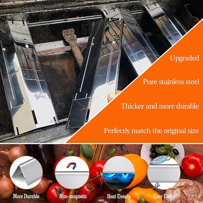 Universal Adjustable Grill Gurner Covers, Flavorizer Bar, Heat Tent, Heat Plate Shields, Flame Tamer for Gas Grill Replacement Parts, Extends 11.75" up to 21" L（4 Pcs