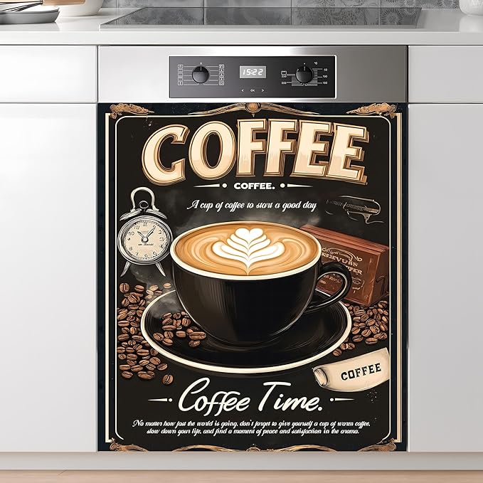 Dishwasher Magnet Sticker Cover Panel Decal Refrigerator Magnetic Sticker Decorative for Kitchen Decoration,Fridge Door Cover, Appliances Stickers 23"x26"
