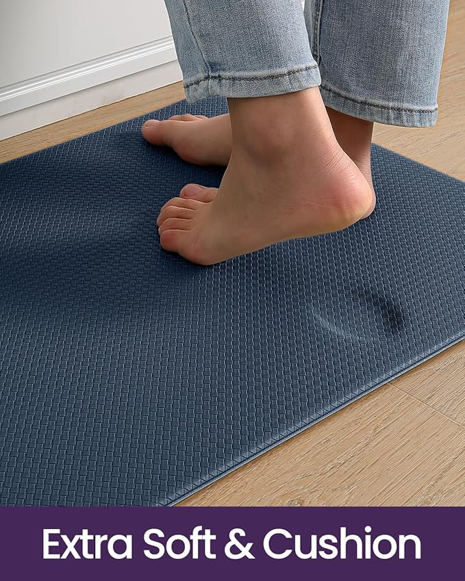 DEXI Kitchen Floor Mats Cushioned Anti Fatigue, 23x94, Large Long Standing Runner Rug Waterproof, Comfort Memory Foam Padded for Front Sink Laundry, Navy