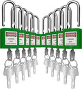 SAFBY Lockout Tagout Locks, Safety Padlock, Keyed Differently Loto Safety Padlocks for Lock Out Tag Out Kits Station (Green NO.1-10)