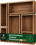 ROYAL CRAFT WOOD Premium Carbonized Bamboo Decorative Boxes - Drawer Organizer Set (5-Piece) – Wood Storage Boxes for Kitchen, Bathroom, Office & Makeup