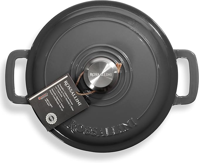 Signature Enameled Cast Iron Braiser, Non-Stick Serving Pot with Tight Fitting Lid for Perfect Roasting, Baking, Sauteing, Searing, and Pan Frying | 3.5Q (3.3L) - Oyster Grey