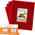 Bluapple FreshMats, Refrigerator Bin Liner, Fridge Drawer Mats, Crisper Life Extender Liner Keeps Produce Fresh Longer, Anti-Bruising, Helps Air Circulation, Washable & Reusable (4-Mats, 12x15, Red)