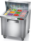 Leacco Refrigerated Sandwich Salad Prep Table, Commercial Workstation Refrigerators with 12 Pans, 28"