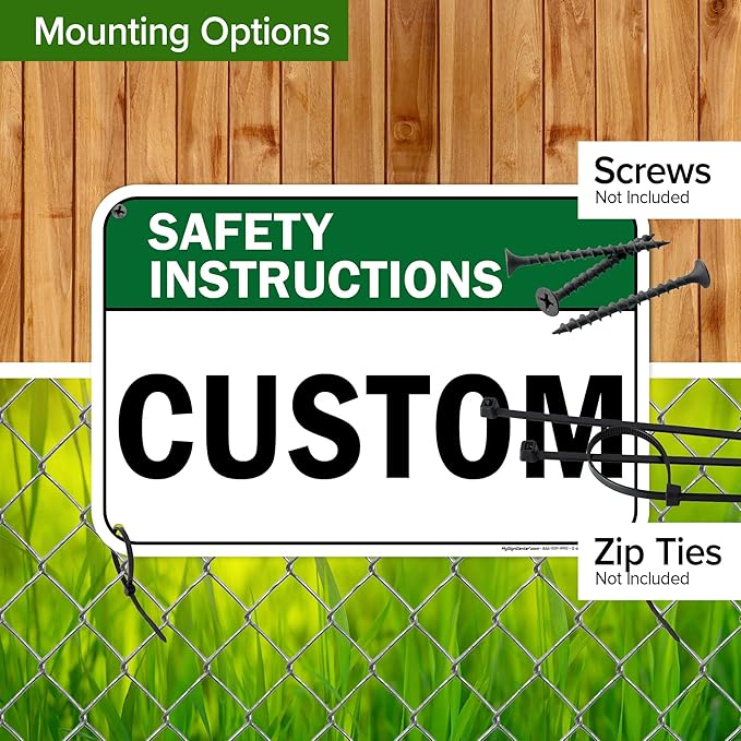 Custom Safety Instructions Sign, Ansi Sign, Osha Compliant, 12x18 Inches, 55 mil thick HDPE (high density polyethylene), Made in USA by My Sign Center
