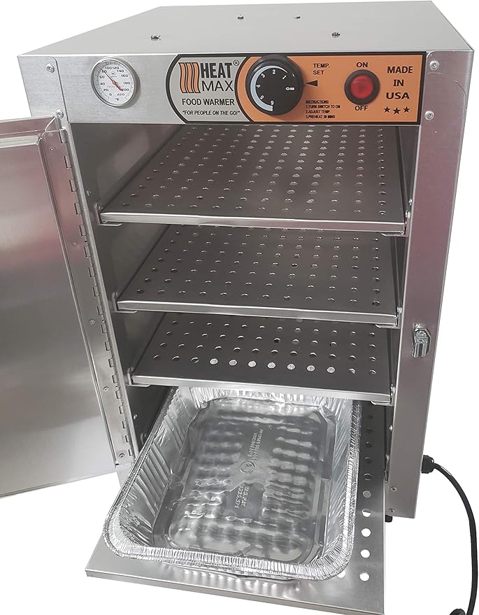 HeatMax 16x16x24 Small Hot Box Food Warmer- The Original and The Best - with an Interior usable Shelf Space of 13 x 15.5 inch. for Half Size Disposable Pans, BBQ, Pizza, Any hot Food