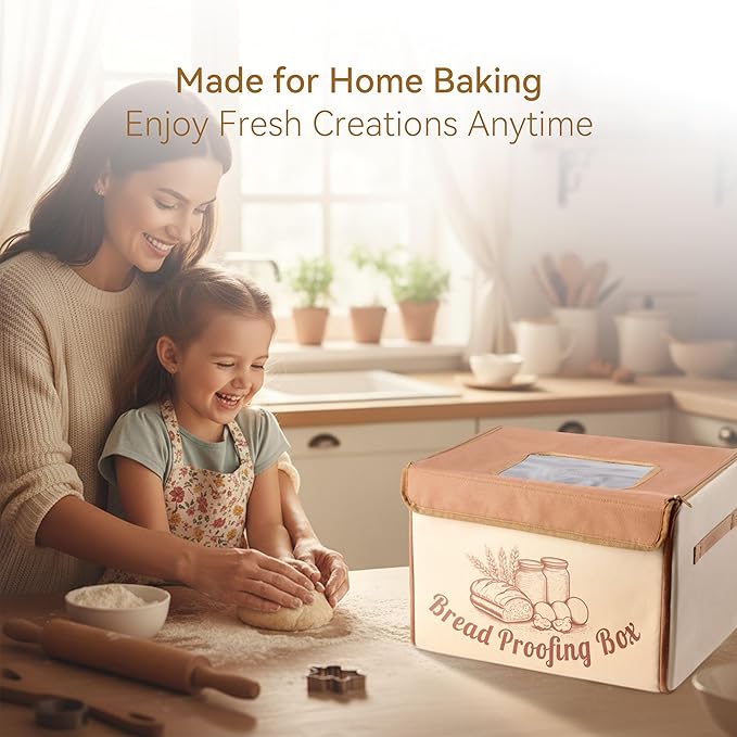 Bread Proofing Box with 68–131℉ Temp Control & 99H Timer, Folding Bread Proofer for Dough Fermentation, Homemade Pizza, Yogurt and Fermented Foods