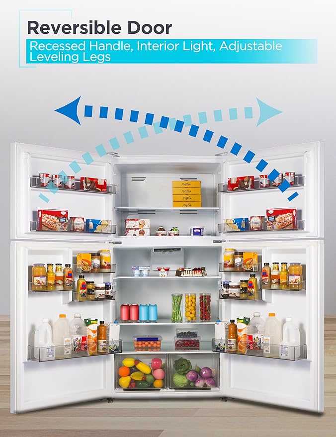 BLACK+DECKER 24 Cu. Ft. Top Mount Refrigerator with Freezer, 2 Door Fridge with Top Freezer and Adjustable Temperature Control, Full Size Kitchen Refrigerator, ENERGY STAR, BR2400JW, White