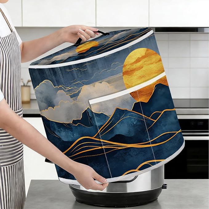 Rice Cooker Cover, Dust Cover for Kitchen Appliances with Handle and Storage Pocket, Easy to Clean Kitchen Decor Gift, Fits 3-6-8 Quart Instant Pot, Slow Cooker and Air Fryer